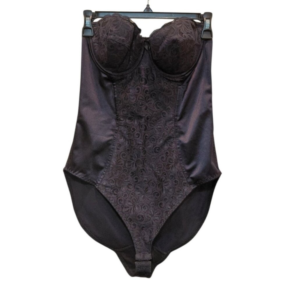 Wolford Belle Fleur Corset Teddy Bodysuit Straplss‎ 38B Black Lace